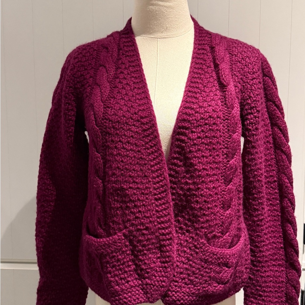 Women's Cable Knit Sweater - Deep Pink